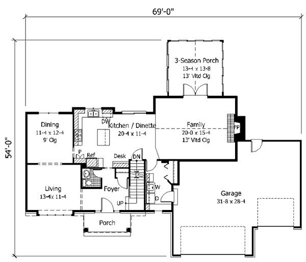 Traditional Style House Plan - 3 Beds 2.5 Baths 2065 Sq/Ft Plan #51-105 ...