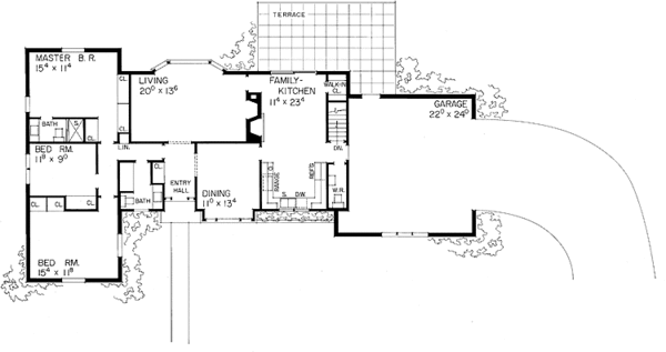 House Blueprint - Ranch Floor Plan - Main Floor Plan #72-492