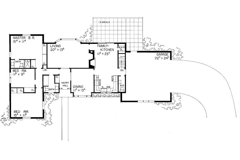 Architectural House Design - Floor Plan - Main Floor for Ranch House Plan #72-492 - 3 bed, 2.5 bath