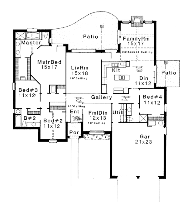 House Plan Design - Mediterranean Floor Plan - Main Floor Plan #310-1023