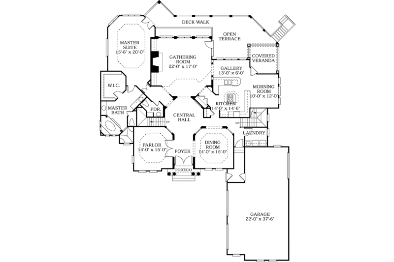 Architectural House Design - Floor Plan - Main Floor for Mediterranean House Plan #453-185 - 4 bed, 3.5 bath