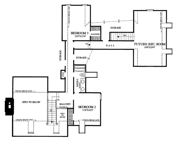 Architectural House Design - Colonial Floor Plan - Upper Floor Plan #137-330