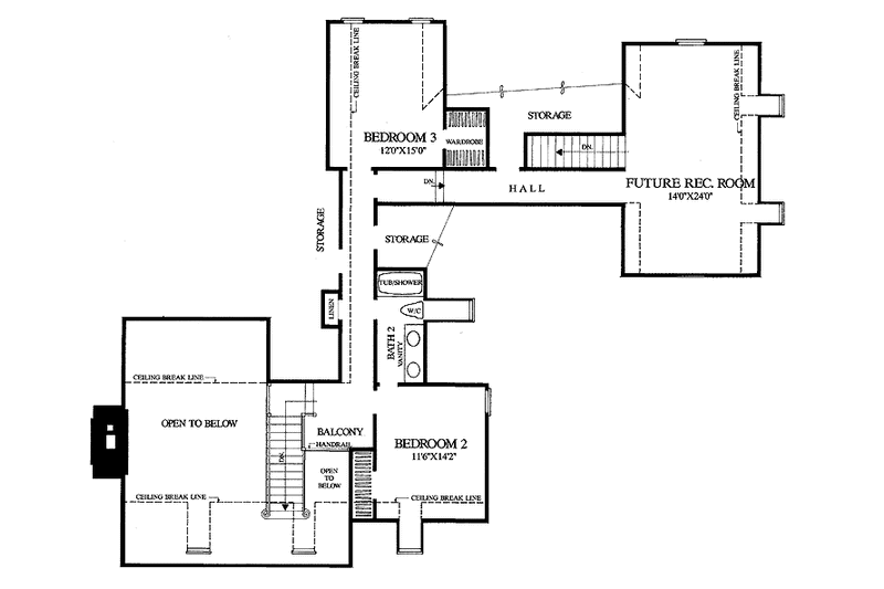 Architectural House Design - Floor Plan - Upper Floor for Colonial House Plan #137-330 - 3 bed, 2.5 bath