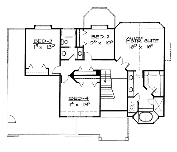 Dream House Plan - Traditional Floor Plan - Upper Floor Plan #308-255