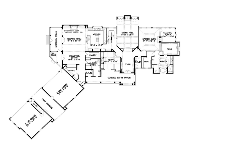 Architectural House Design - Floor Plan - Main Floor for Traditional House Plan #54-512 - 3 bed, 3.5 bath