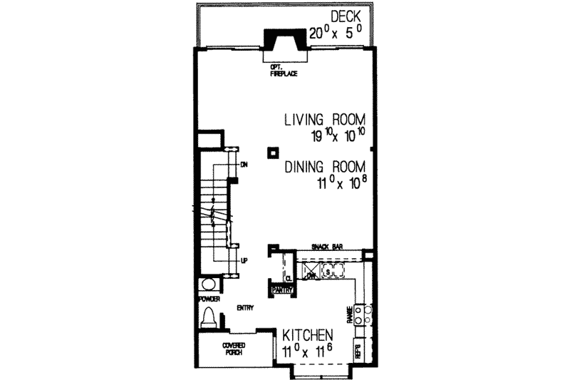 Home Plan - Floor Plan - Main Floor for Colonial House Plan #72-476 - 3 bed, 2.5 bath