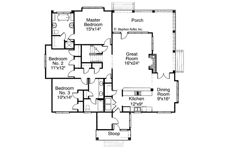 Dream House Plan - Floor Plan - Main Floor for Country House Plan #429-198 - 3 bed, 2 bath