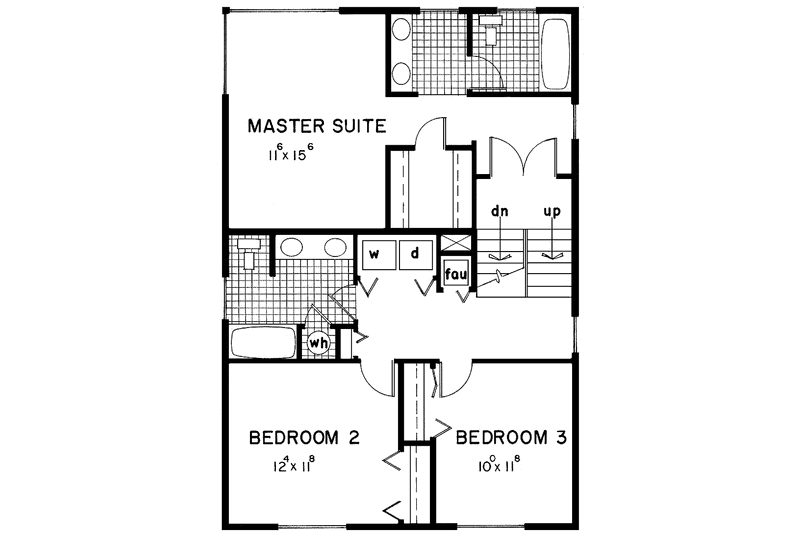 Home Plan - Floor Plan - Upper Floor for Contemporary House Plan #60-859 - 3 bed, 2 bath