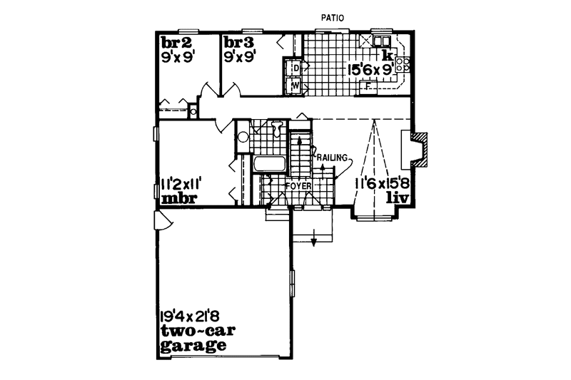 Dream House Plan - Floor Plan - Main Floor for Ranch House Plan #47-782 - 3 bed, 1 bath