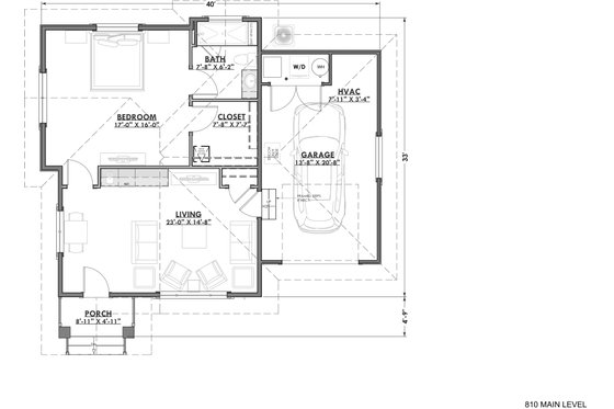 Floor Plan - Main Floor for Traditional House Plan #1069-24 - 1 bed, 1 bath