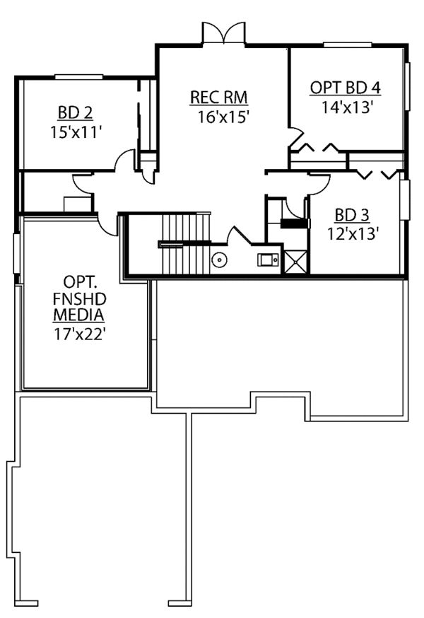 Craftsman Floor Plan - Lower Floor Plan #951-19