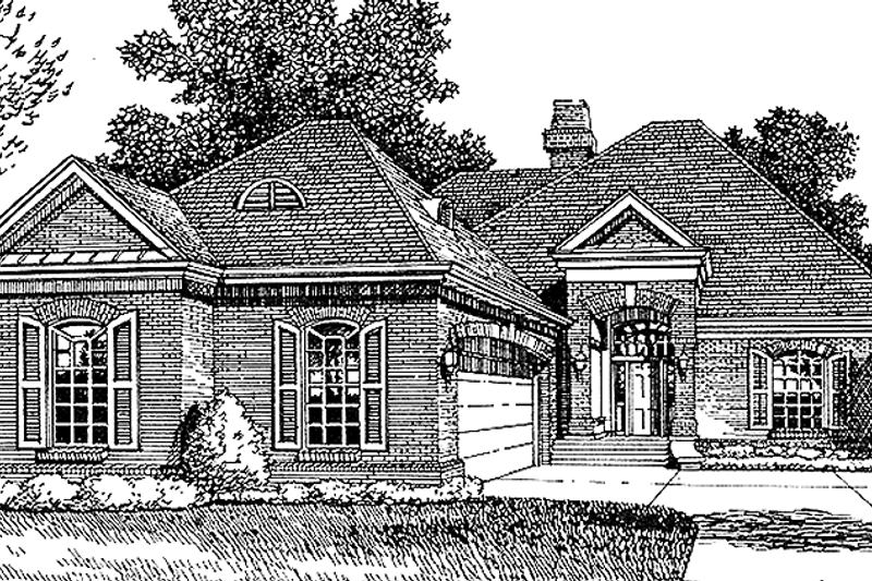 Architectural House Design - European Exterior - Front Elevation Plan #985-4