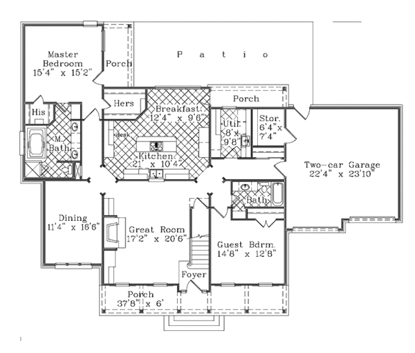Architectural House Design - Country Floor Plan - Main Floor Plan #985-5