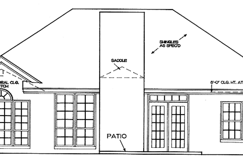 Dream House Plan - Exterior - Rear Elevation for Ranch House Plan #310-1040 - 3 bed, 2 bath