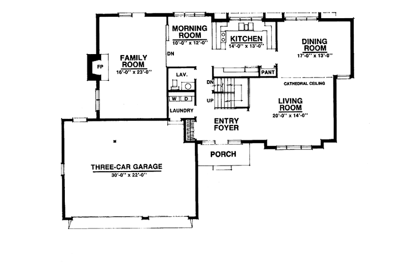 House Blueprint - Floor Plan - Main Floor for Traditional House Plan #1016-21 - 4 bed, 2.5 bath
