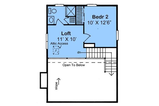 Floor Plan - Upper Floor for Contemporary House Plan #312-239 - 2 bed, 2 bath