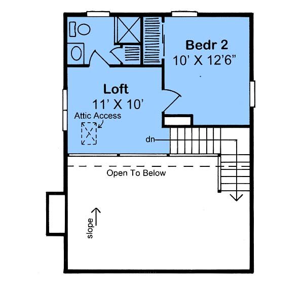 Floor Plan - Upper Floor for Contemporary House Plan #312-239 - 2 bed, 2 bath