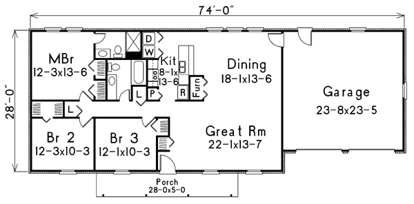 Ranch Floor Plan - Main Floor Plan #57-158