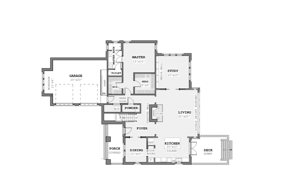 Floor Plan - Main Floor for Modern House Plan #926-6 - 3 bed, 3.5 bath