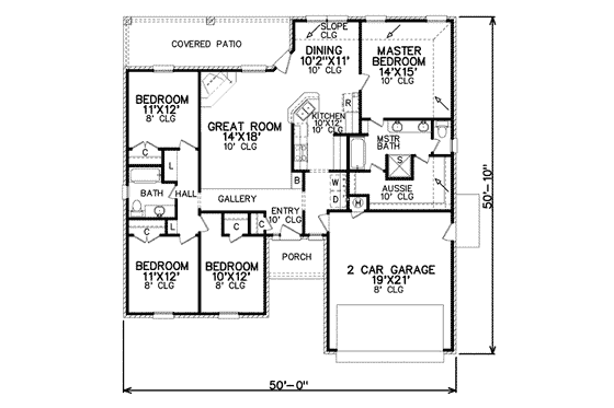 Floor Plan - Main Floor for Traditional House Plan #65-377 - 4 bed, 2 bath