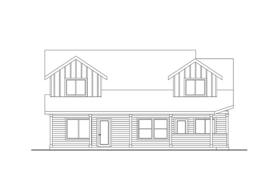 Exterior - Rear Elevation for Craftsman House Plan #124-1201 - 3 bed, 2 bath