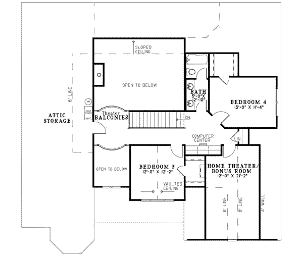Traditional Floor Plan - Upper Floor Plan #17-2132