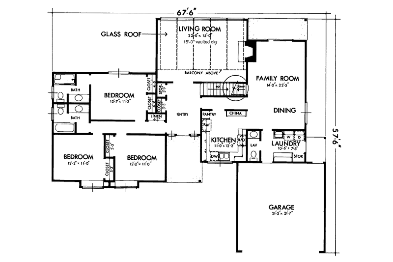 Home Plan - Floor Plan - Main Floor for Contemporary House Plan #320-1268 - 4 bed, 3.5 bath