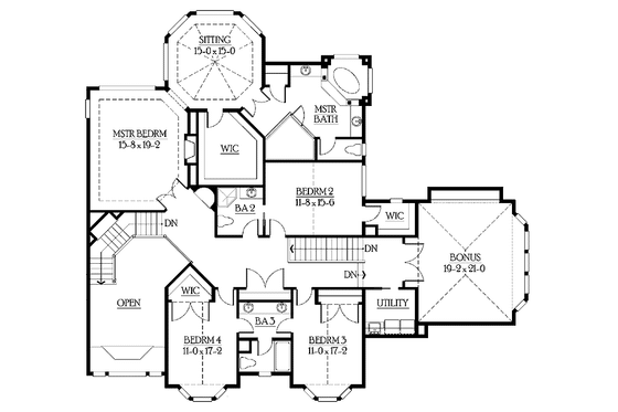 Floor Plan - Upper Floor for Craftsman House Plan #132-251 - 5 bed, 4.5 bath