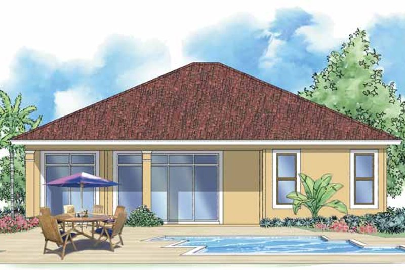 Home Plan - Exterior - Rear Elevation 1 for Mediterranean House Plan #930-386 - 2 bed, 2 bath