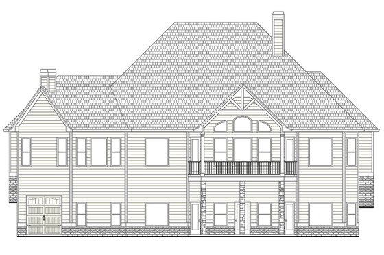 Exterior - Rear Elevation 1 for European House Plan #437-70 - 4 bed, 5 bath