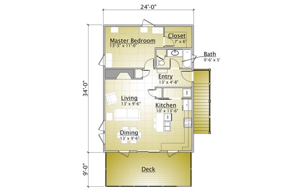 Cabin Floor Plan - Main Floor Plan #910-3