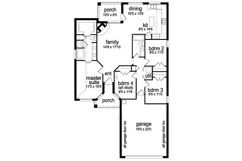 Home Plan - Floor Plan - Main Floor for Traditional House Plan #84-675 - 4 bed, 2 bath