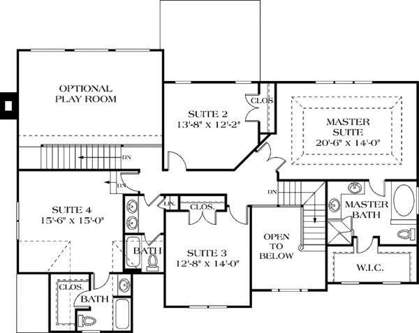 Dream House Plan - Traditional Floor Plan - Upper Floor Plan #453-124