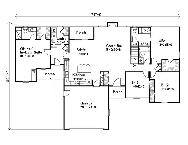 Architectural House Design - Ranch Floor Plan - Main Floor Plan #22-649