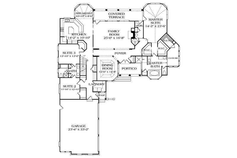Home Plan - Floor Plan - Main Floor for Mediterranean House Plan #453-365 - 3 bed, 2 bath