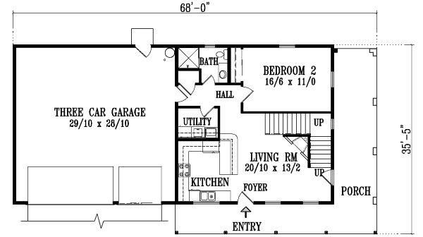 Adobe / Southwestern Floor Plan - Main Floor Plan #1-1303