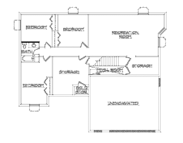 House Design - Ranch Floor Plan - Lower Floor Plan #945-83