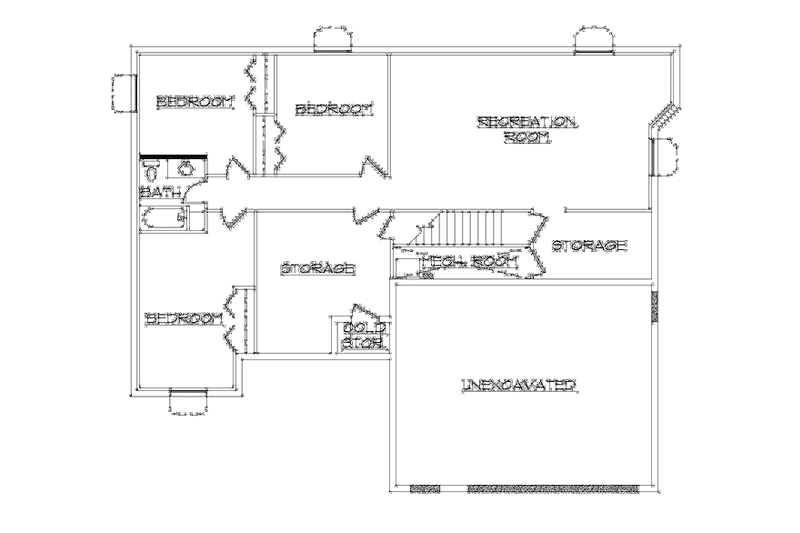 Home Plan - Floor Plan - Lower Floor for Ranch House Plan #945-83 - 3 bed, 2 bath