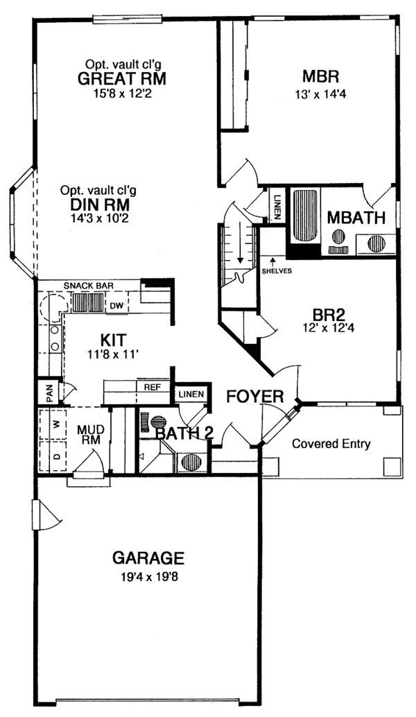 House Plan Design - Craftsman Floor Plan - Main Floor Plan #316-246