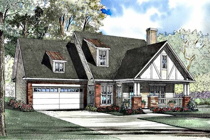 Architectural House Design - Tudor Exterior - Front Elevation Plan #17-3180