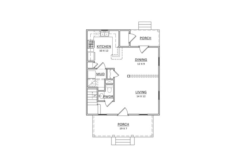 Architectural House Design - Floor Plan - Main Floor for Craftsman House Plan #936-21 - 3 bed, 2.5 bath