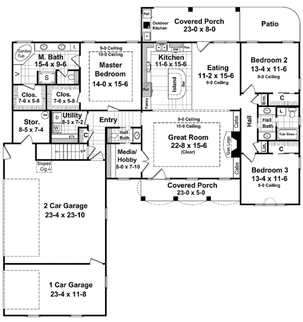 Architectural House Design - Country Floor Plan - Main Floor Plan #21-423