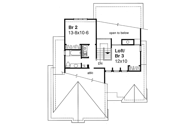 Home Plan - Floor Plan - Upper Floor for Prairie House Plan #320-1110 - 2 bed, 2 bath