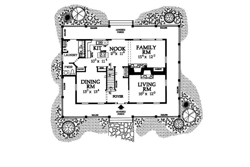 Architectural House Design - Floor Plan - Main Floor for Country House Plan #72-977 - 3 bed, 2.5 bath