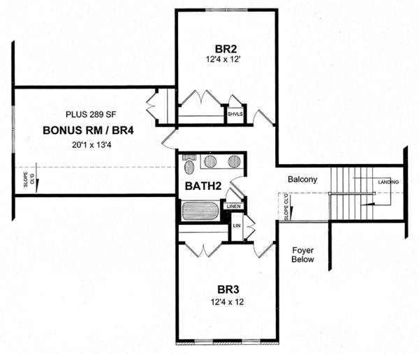 Home Plan - Colonial Floor Plan - Upper Floor Plan #316-273