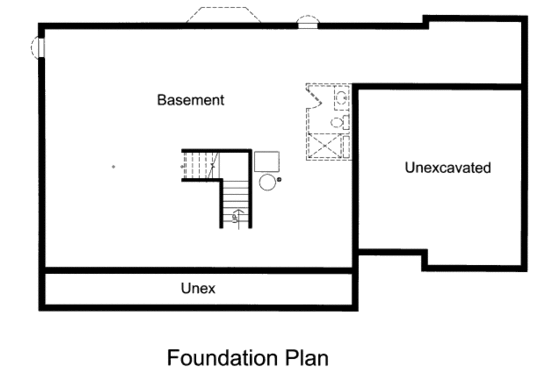 Floor Plan - Lower Floor for Cottage House Plan #46-434 - 4 bed, 2.5 bath