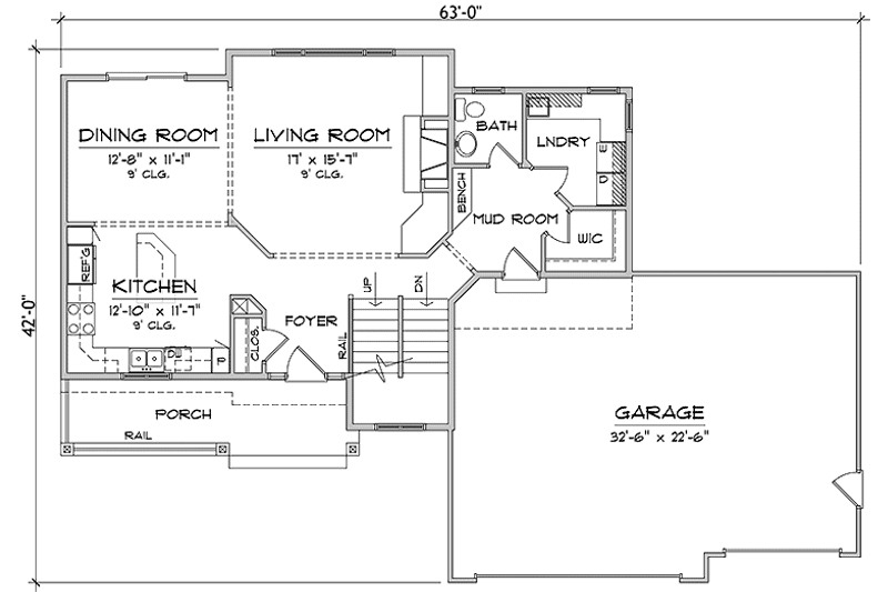 Architectural House Design - Floor Plan - Main Floor for Prairie House Plan #981-5 - 4 bed, 2.5 bath