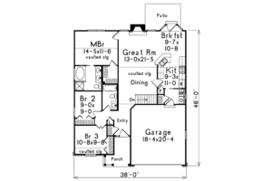 Floor Plan - Main Floor for Traditional House Plan #57-180 - 3 bed, 2 bath