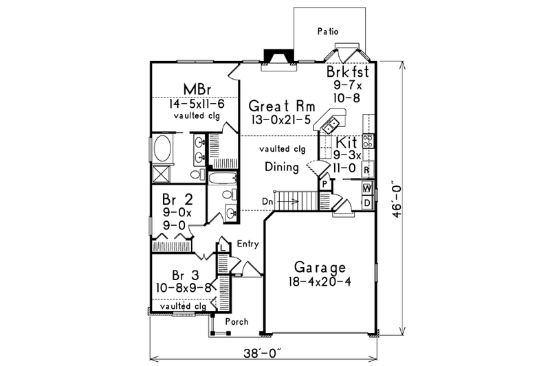 Home Plan - Floor Plan - Main Floor for Traditional House Plan #57-180 - 3 bed, 2 bath