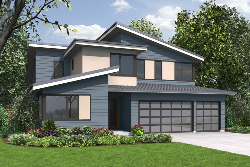 House Blueprint - Contemporary Exterior - Front Elevation Plan #48-706
